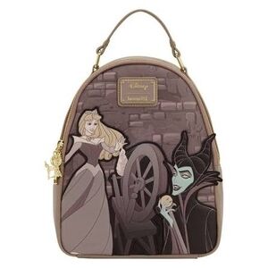 Loungefly Sleeping Beauty Aurora & Maleficent Mini Backpack - Taupe and Black
